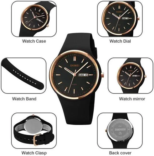 Alt view image 5 of 7 - SKMEI 1747 Simple Bar scale Dial Silicone Strap Quartz Watch for Ladies (Navy Blue)