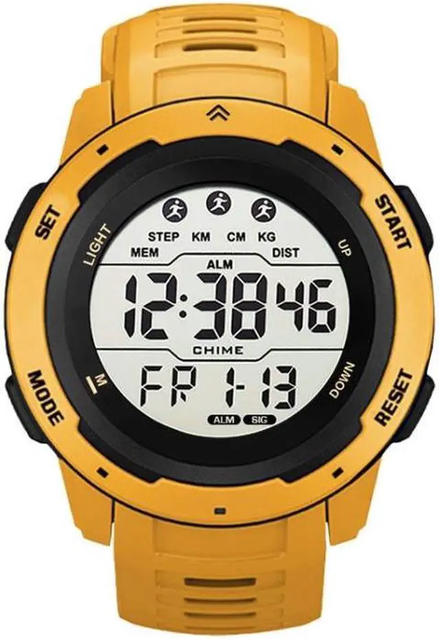 Main image of SYNOKE 9811 Luminous Large Screen Outdoor Running Student Watch (Yellow)