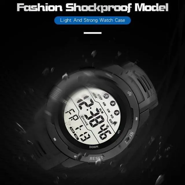 Alt view image 5 of 7 - SYNOKE 9811 Luminous Large Screen Outdoor Running Student Watch (Grey)