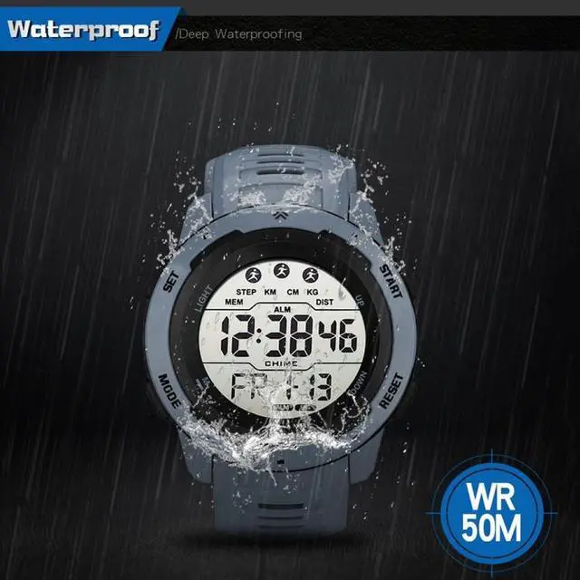 Alt view image 4 of 7 - SYNOKE 9811 Luminous Large Screen Outdoor Running Student Watch (Grey)