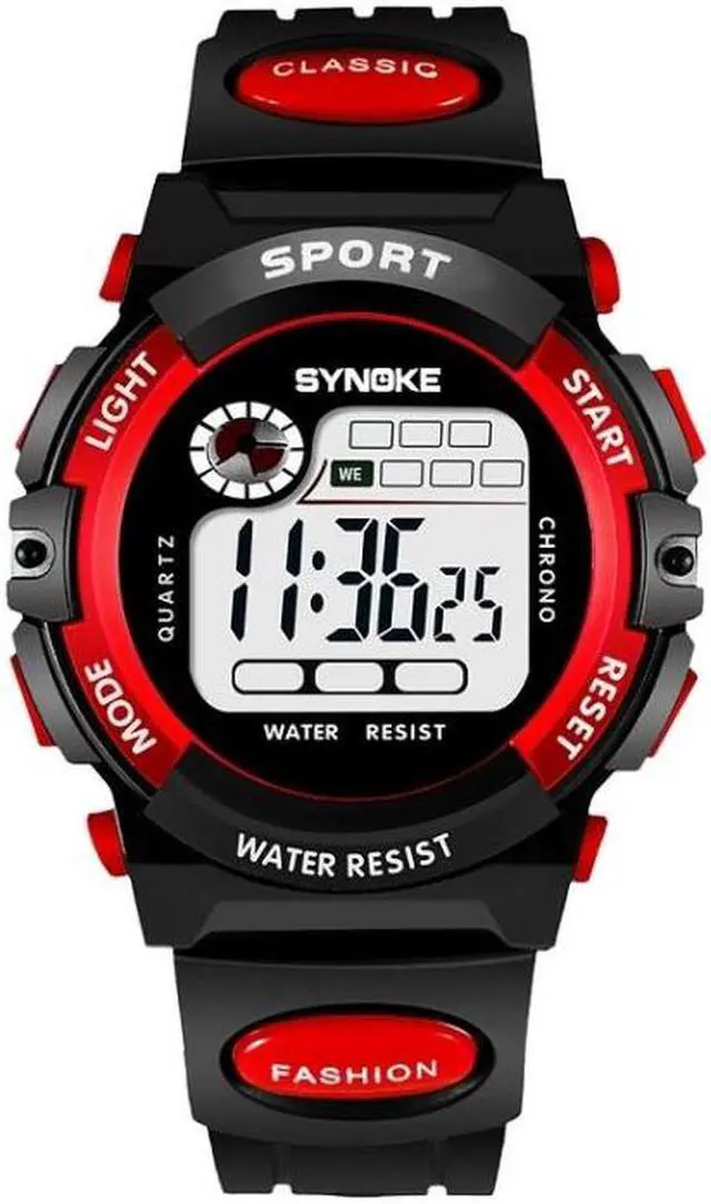 Main image of SYNOKE 99269 Children Sports Waterproof Digital Watch, Colour: Large (Red) Large (Red)