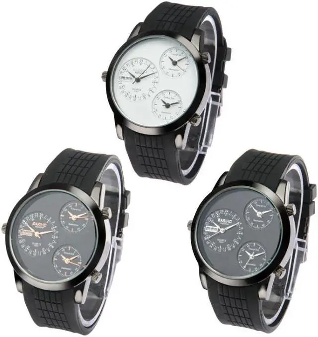 Alt view image 7 of 7 - Fashion 3 Dial Quartz Wrist Calendar Watch with Silicone Strap (White)