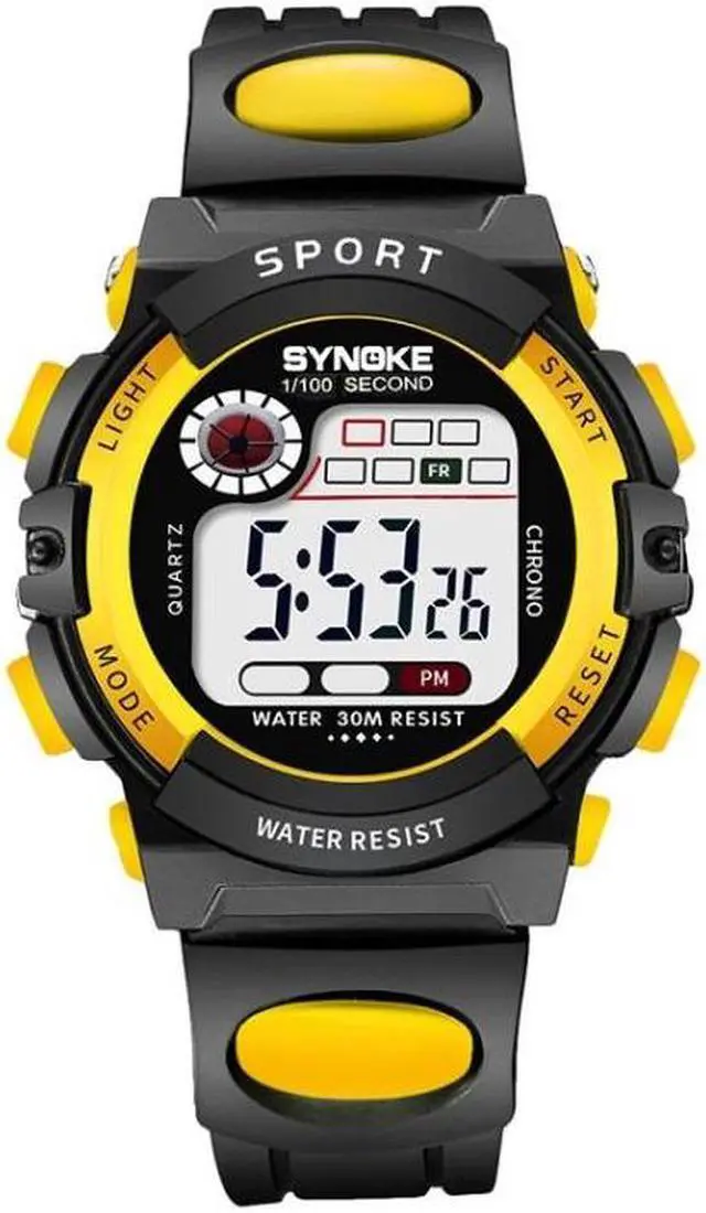 Main image of SYNOKE 99269 Children Sports Waterproof Digital Watch, Colour: Small (Yellow) Small (Yellow)