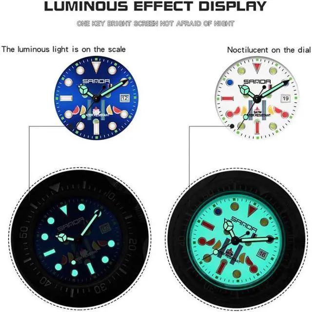Alt view image 4 of 7 - SANDA 6078 Fluorescent Calendar Dial Transparent Strap Quartz Watch for Women (Transparent White Belt Blue Surface)