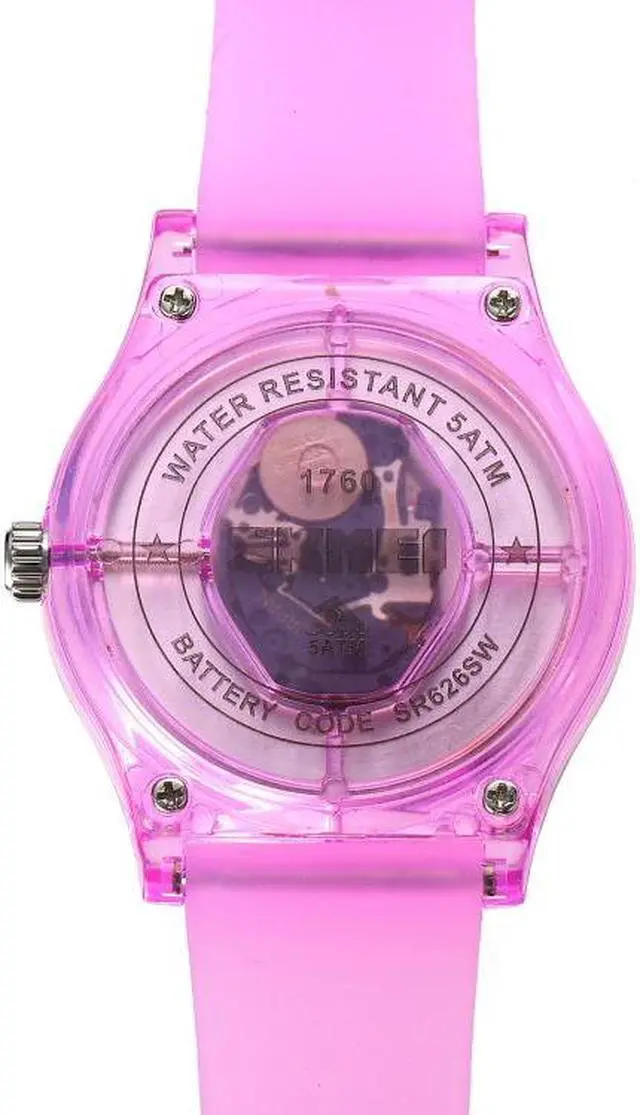 Alt view image 3 of 7 - SKMEI 1760 Stainless Steel Buckle Silicone Strap Waterproof Quartz Watch (Purple Transparent)