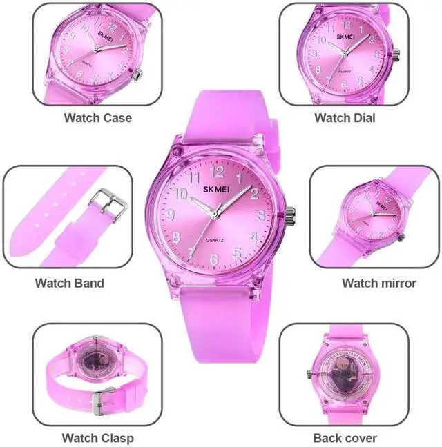 Alt view image 5 of 7 - SKMEI 1760 Stainless Steel Buckle Silicone Strap Waterproof Quartz Watch (Purple Transparent)