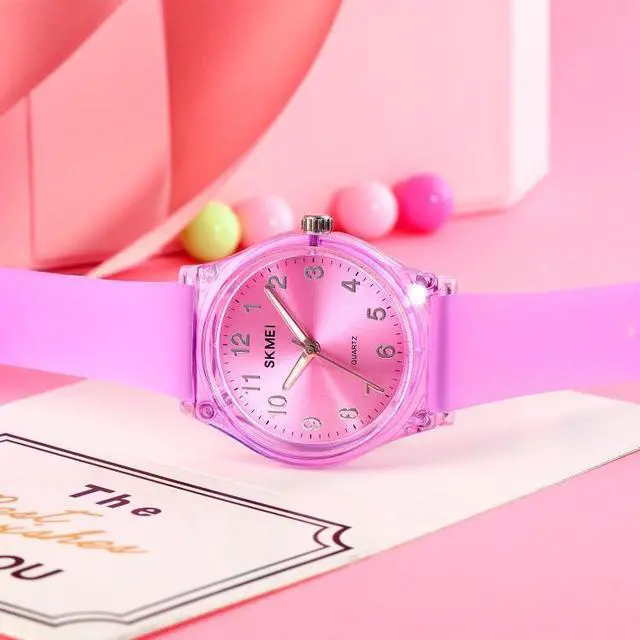 Alt view image 7 of 7 - SKMEI 1760 Stainless Steel Buckle Silicone Strap Waterproof Quartz Watch (Purple Transparent)