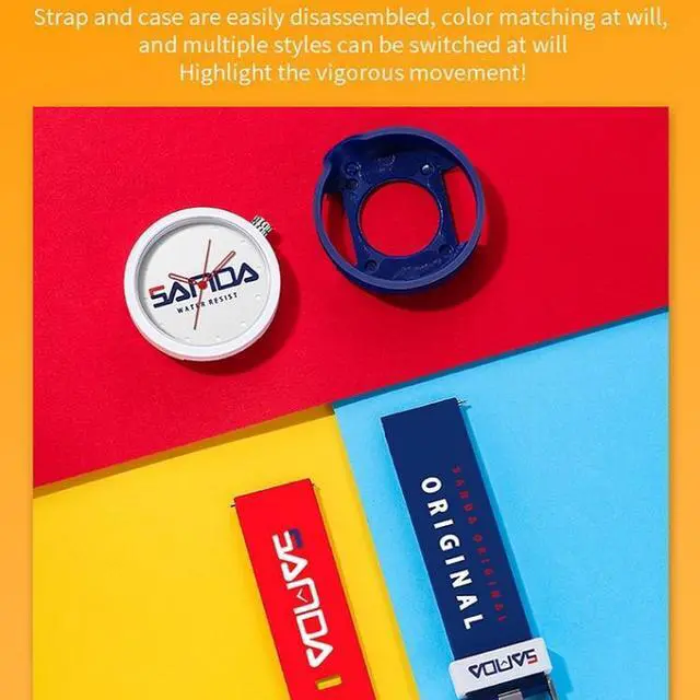 Alt view image 3 of 7 - SANDA 3200 Silicone Belt Quartz Sports Watch For Men And Women (Black Red)