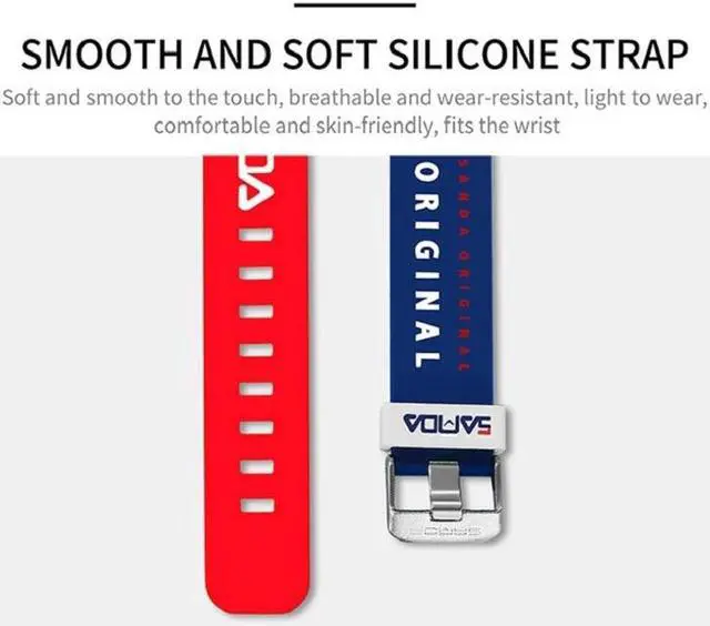 Alt view image 4 of 7 - SANDA 3200 Silicone Belt Quartz Sports Watch For Men And Women (Black Red)
