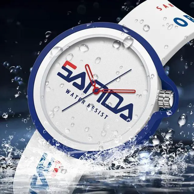 Alt view image 5 of 7 - SANDA 3200 Silicone Belt Quartz Sports Watch For Men And Women (Black Red)