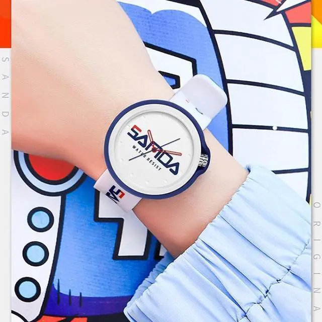 Alt view image 6 of 7 - SANDA 3200 Silicone Belt Quartz Sports Watch For Men And Women (Black Red)