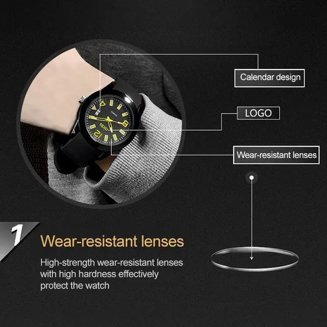 Alt view image 5 of 7 - L addies MY-1601 Regular Version Silicone Watchstrap Quartz Watch, Support Calendar (Yellow)