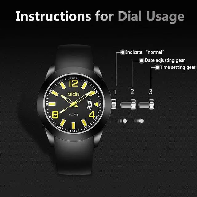 Alt view image 7 of 7 - L addies MY-1601 Regular Version Silicone Watchstrap Quartz Watch, Support Calendar (Yellow)