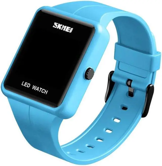Alt view image 3 of 7 - SKMEI 1541 Fashion Led Watch Square Couple Model Waterproof Electronic Watch Silicone Watch (Blue) Black