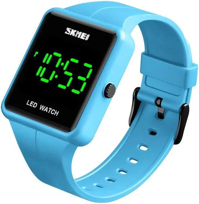 Alt view image 4 of 7 - SKMEI 1541 Fashion Led Watch Square Couple Model Waterproof Electronic Watch Silicone Watch (Blue) Black