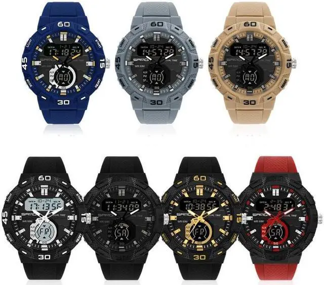Alt view image 2 of 6 - SANDA 3087 Luminous Waterproof Dual Display Electronic Watch (Grey)