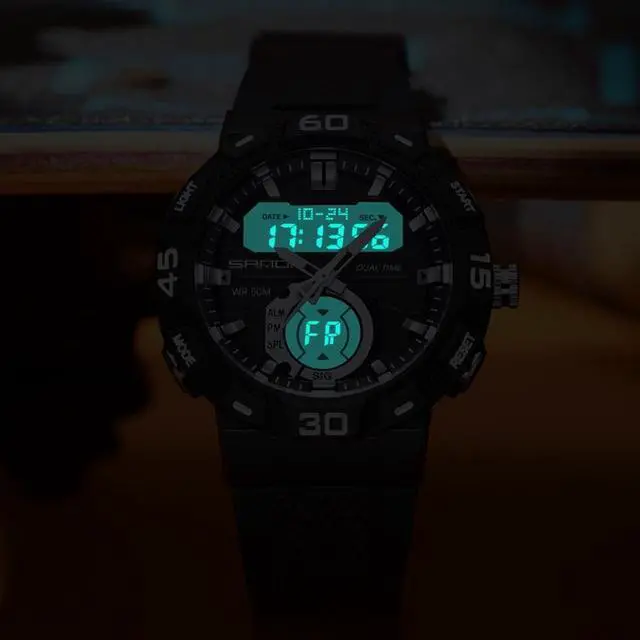 Alt view image 4 of 6 - SANDA 3087 Luminous Waterproof Dual Display Electronic Watch (Grey)