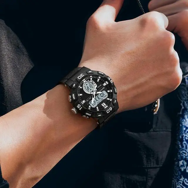 Alt view image 6 of 6 - SANDA 3087 Luminous Waterproof Dual Display Electronic Watch (Grey)