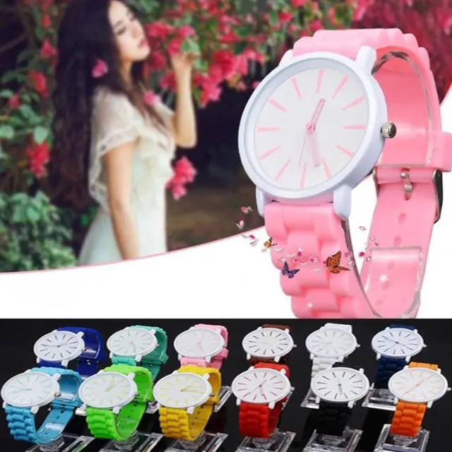 Alt view image 3 of 3 - Simple Style Round Dial Jelly Silicone Strap Quartz Watch (Purple)