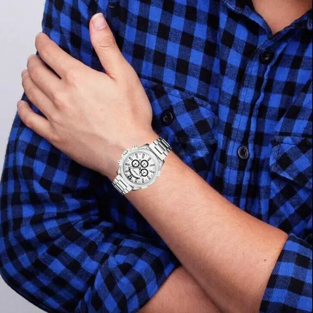 Alt view image 4 of 4 - CAGARNY 6882 Fashion Waterproof Quartz Watch with Stainless Steel Band (Style 1)