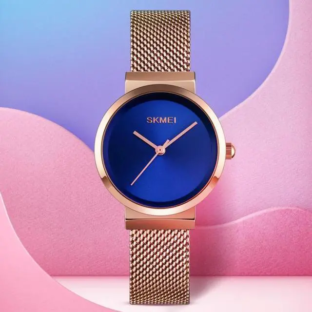 Alt view image 7 of 7 - Skmei 1595 Fashion Elegant Scale Free Steel Mesh Belt Women's Watch Waterproof Business Student Quartz Watch Female (Silver)