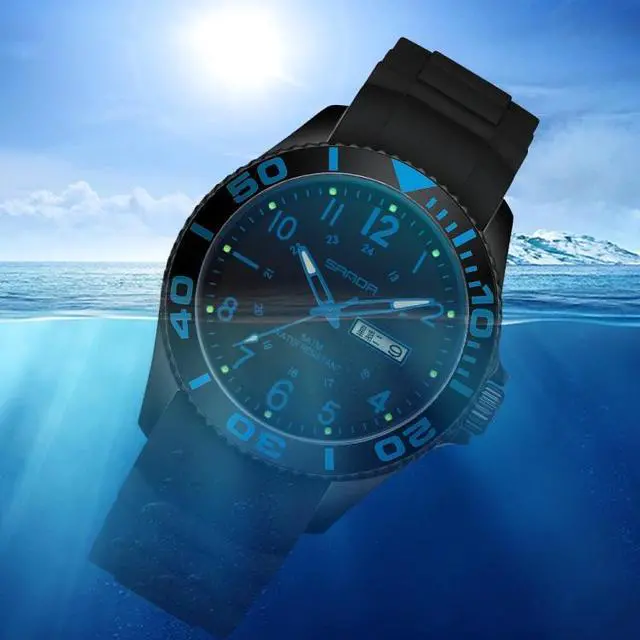 Alt view image 3 of 7 - SANDA 1053 Womens TPU Strap Dual Display Waterproof Electronic Watch (Matcha Green)