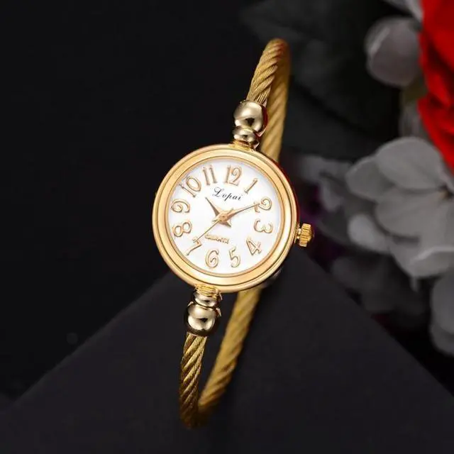 Alt view image 4 of 7 - Lvpai Ladies Retro Round Large Dial Alloy Twisted Thin Chain Watch (P432White)