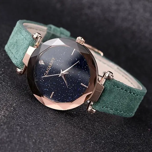 Alt view image 4 of 4 - CAGARNY 6877 Water Resistant Fashion Women Quartz Wrist Watch with Leather Band (Green)
