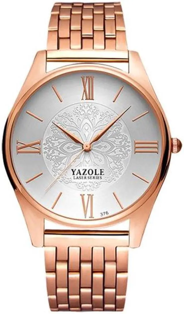 Main image of YAZOLE 376 Men Fashion Business Steel Strap Band Quartz Wrist Watch (White)