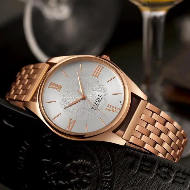 Alt view image 5 of 7 - YAZOLE 376 Men Fashion Business Steel Strap Band Quartz Wrist Watch (White)