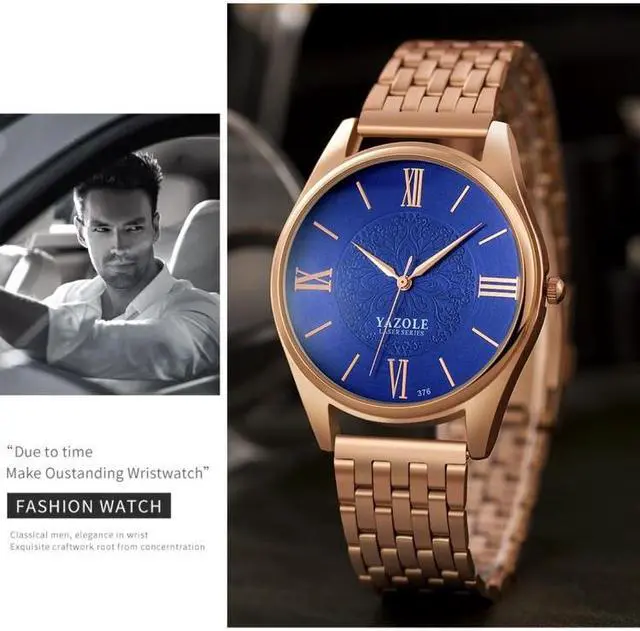 Alt view image 7 of 7 - YAZOLE 376 Men Fashion Business Steel Strap Band Quartz Wrist Watch (White)