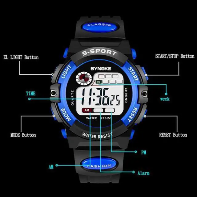 Alt view image 6 of 7 - SYNOKE 99269 Children Sports Waterproof Digital Watch, Colour: Large (Orange) Large (Orange)