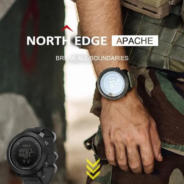 Alt view image 2 of 7 - NORTH EDGE Multi-function Waterproof Outdoor Sports Electronic Smart Watch, Support Humidity Measurement / Weather Forecast / Speed Measurement, Style:Silicone Strap, Size:Silicone Strap (Bl
