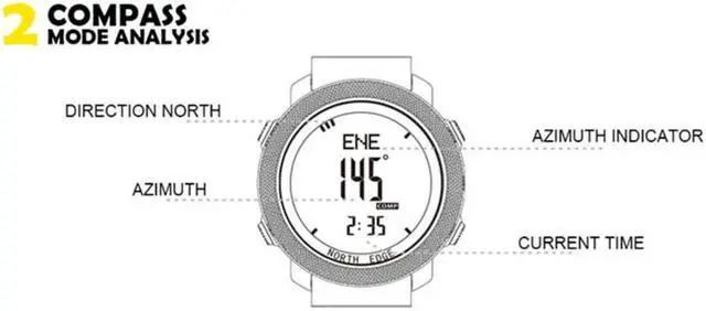 Alt view image 6 of 7 - NORTH EDGE Multi-function Waterproof Outdoor Sports Electronic Smart Watch, Support Humidity Measurement / Weather Forecast / Speed Measurement, Style:Silicone Strap, Size:Silicone Strap (Bl