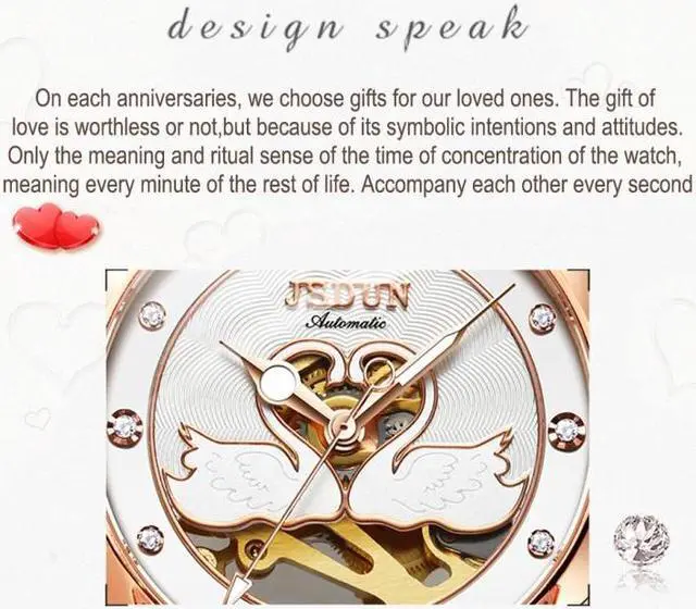 Alt view image 6 of 7 - JIN SHI DUN 8831 Women Fashion Diamond Hollowed Waterproof Ceramic Mechanical Watch (White)