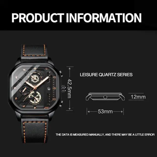 Alt view image 3 of 7 - BINBOND B6577 30M Waterproof Luminous Square Quartz Watch, Color: Black Steel-Black-Rose Gold Black Steel-Black-Rose Gold