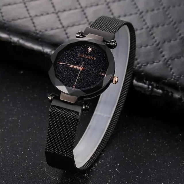 Main image of CAGARNY 6877 Water Resistant Fashion Women Quartz Wrist Watch with Stainless Steel Band (Black)
