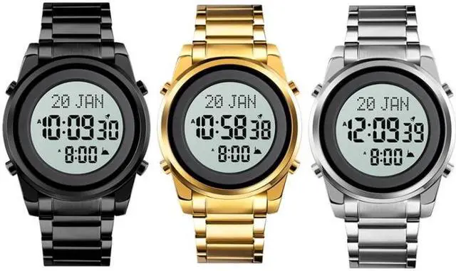 Alt view image 2 of 7 - SKMEI 1734 Muslim Worship Multifunctional Reminder Prayer Direction Men Watch, Color: Silver Silver