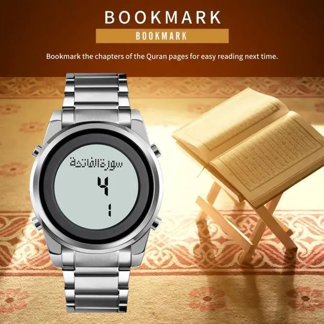 Alt view image 7 of 7 - SKMEI 1734 Muslim Worship Multifunctional Reminder Prayer Direction Men Watch, Color: Silver Silver