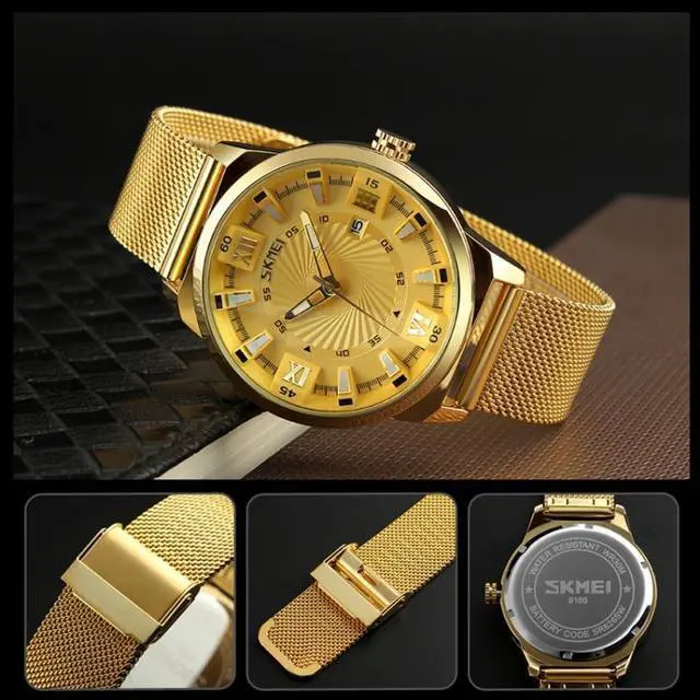 Alt view image 6 of 7 - SKMEI 9166 Fashion Men Business Watch 30m Waterproof Metal Quartz Wristwatch (White)