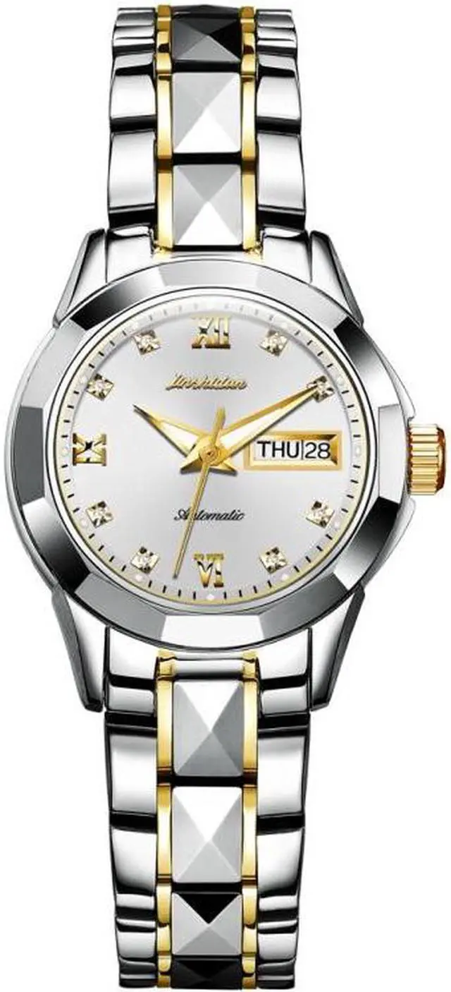 Main image of JIN SHI DUN 8813 Fashion Waterproof Luminous Automatic Mechanical Watch Women (Silver Gold White)