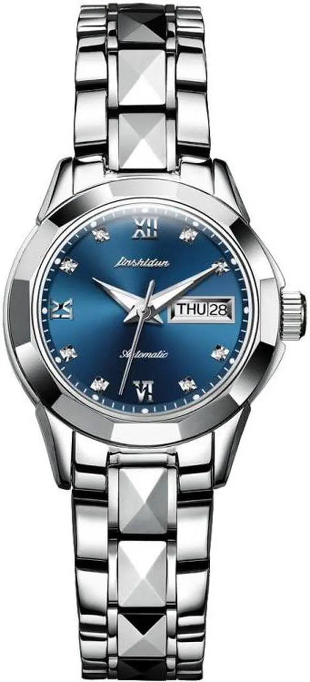 Alt view image 2 of 7 - JIN SHI DUN 8813 Fashion Waterproof Luminous Automatic Mechanical Watch Women (Silver White)