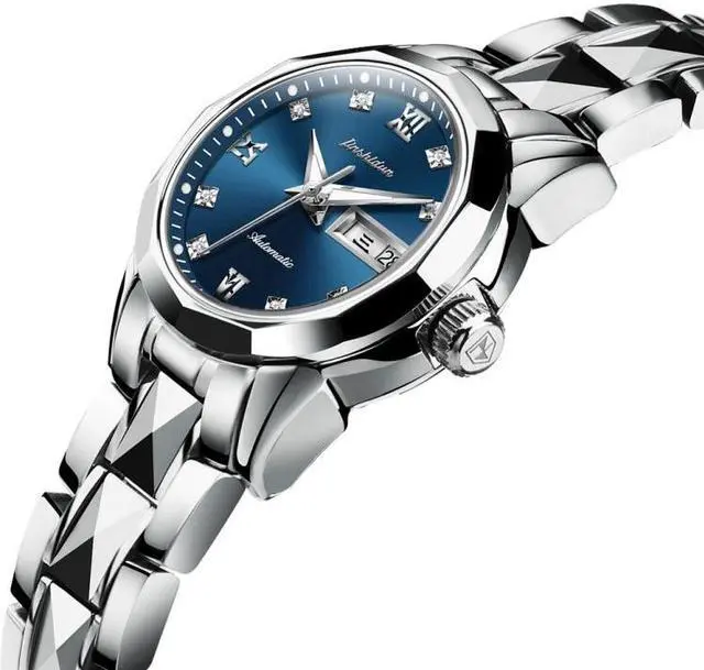 Alt view image 3 of 7 - JIN SHI DUN 8813 Fashion Waterproof Luminous Automatic Mechanical Watch Women (Silver White)