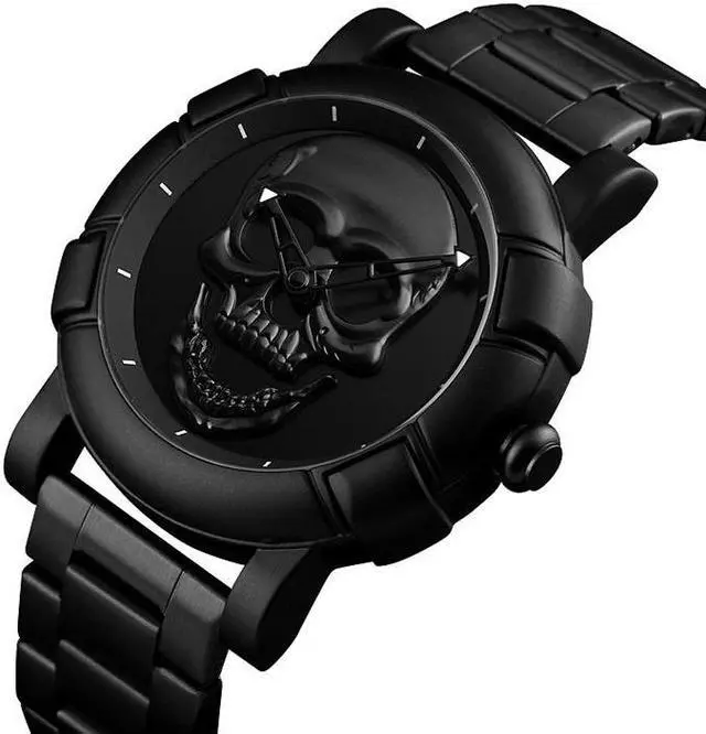 Alt view image 3 of 7 - SKMEI 9178 Skull Pattern Multifunctional Outdoor Men Fashion Waterproof Quartz Wrist Watch (Silver)