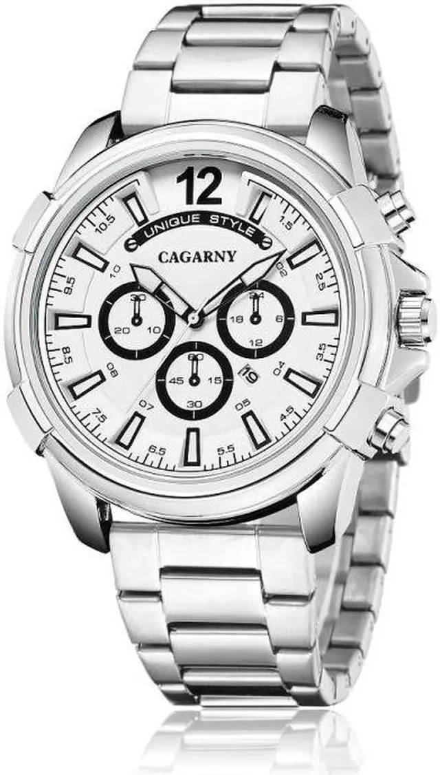 Main image of CAGARNY 6882 Fashion Waterproof Quartz Watch with Stainless Steel Band (Style 1)
