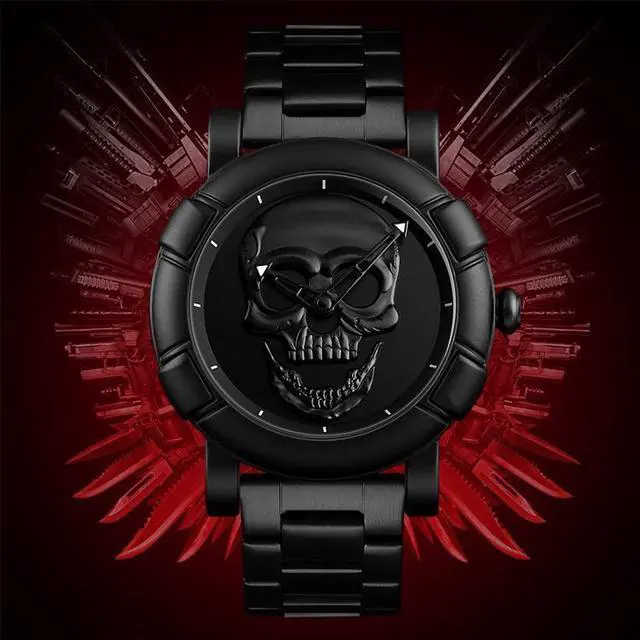 Alt view image 7 of 7 - SKMEI 9178 Skull Pattern Multifunctional Outdoor Men Fashion Waterproof Quartz Wrist Watch (Silver)