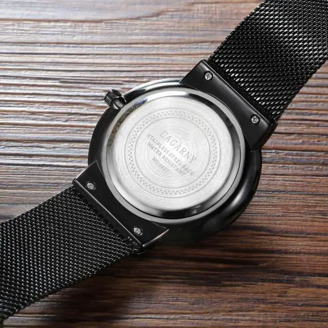Alt view image 4 of 6 - CAGARNY 6817 Living Waterproof Round Dial Quartz Movement Alloy Case Fashion Watch Quartz Watches with Steel Band (White)