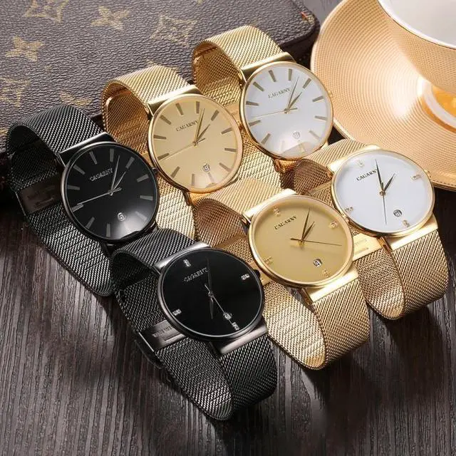 Alt view image 6 of 6 - CAGARNY 6817 Living Waterproof Round Dial Quartz Movement Alloy Case Fashion Watch Quartz Watches with Steel Band (White)