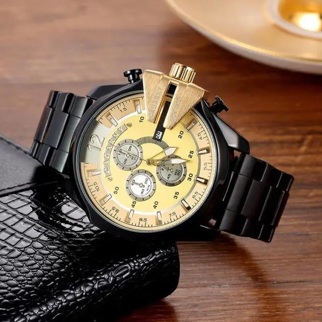Alt view image 2 of 3 - CAGARNY 6839 Irregular Large Dial Stainless Steel Band Quartz Sports Watch For Men (Style 4)