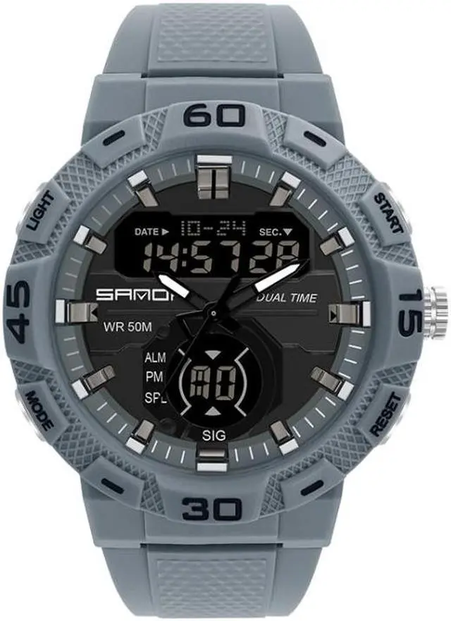 Main image of SANDA 3087 Luminous Waterproof Dual Display Electronic Watch (Grey)